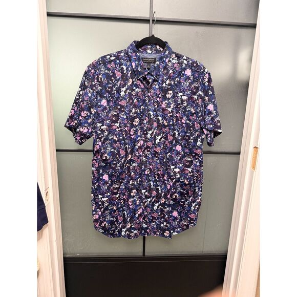 Banana Republic Other - Banana Republic Floral Button Down Shirt Men Purple Blue Cotton Size Large